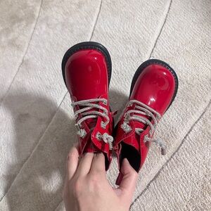 Stylish Red Kids Ankle Boots